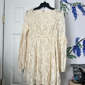Free People Cream Lace Dress